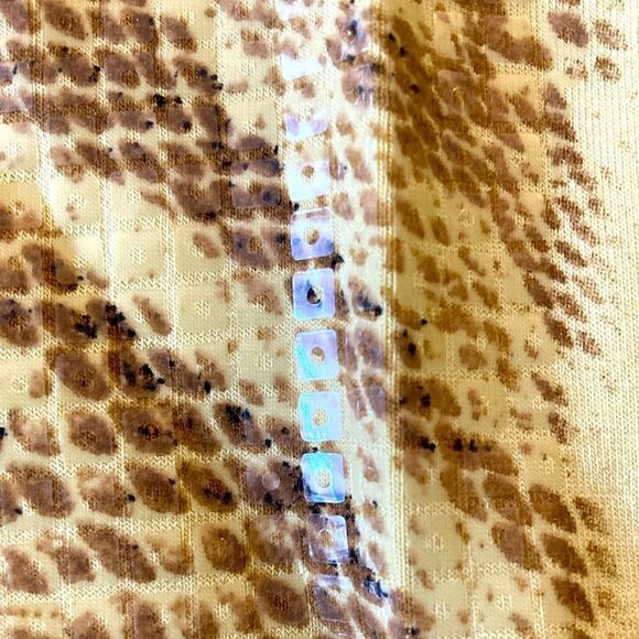 Escada Sequin Reptile Print Short Sleeve Top in Yellow & Brown. Size XS(4). - Picture 3 of 6